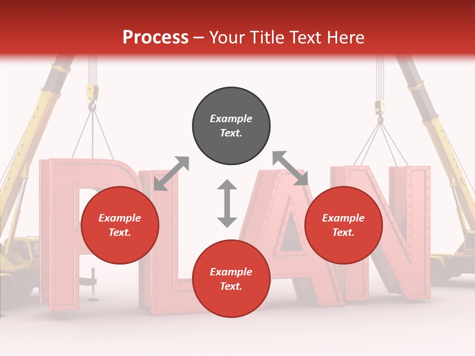 A Crane Is Lifting The Word Plan Out Of The Ground PowerPoint Template