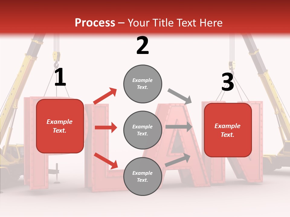 A Crane Is Lifting The Word Plan Out Of The Ground PowerPoint Template