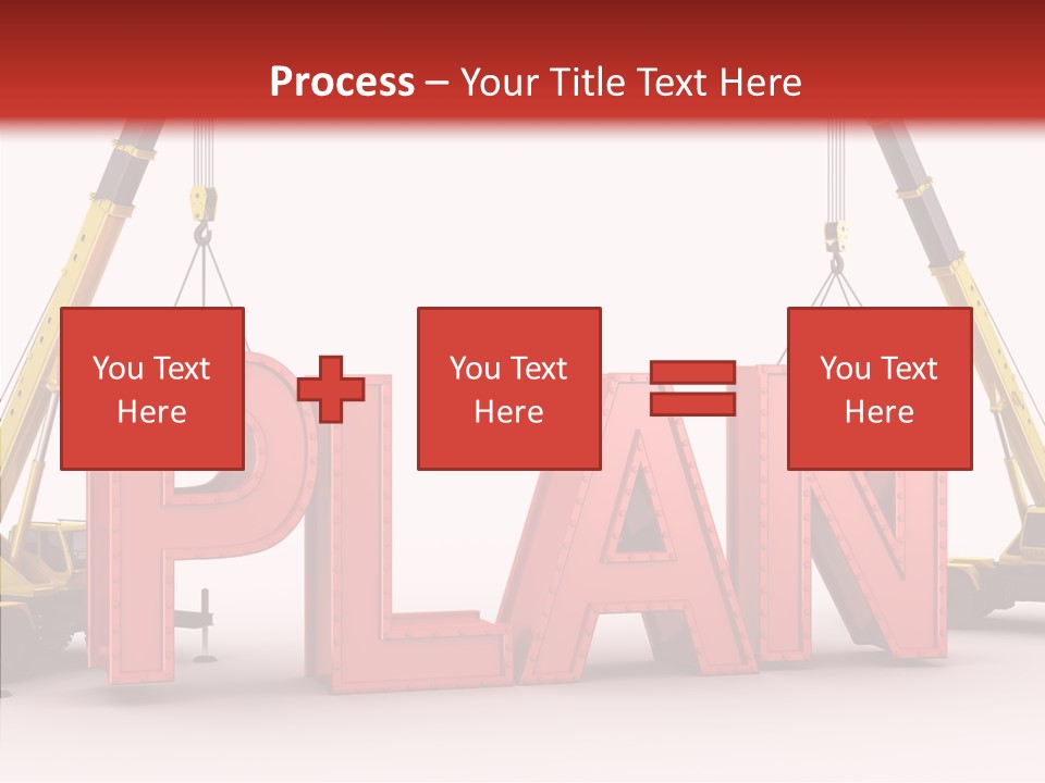 A Crane Is Lifting The Word Plan Out Of The Ground PowerPoint Template
