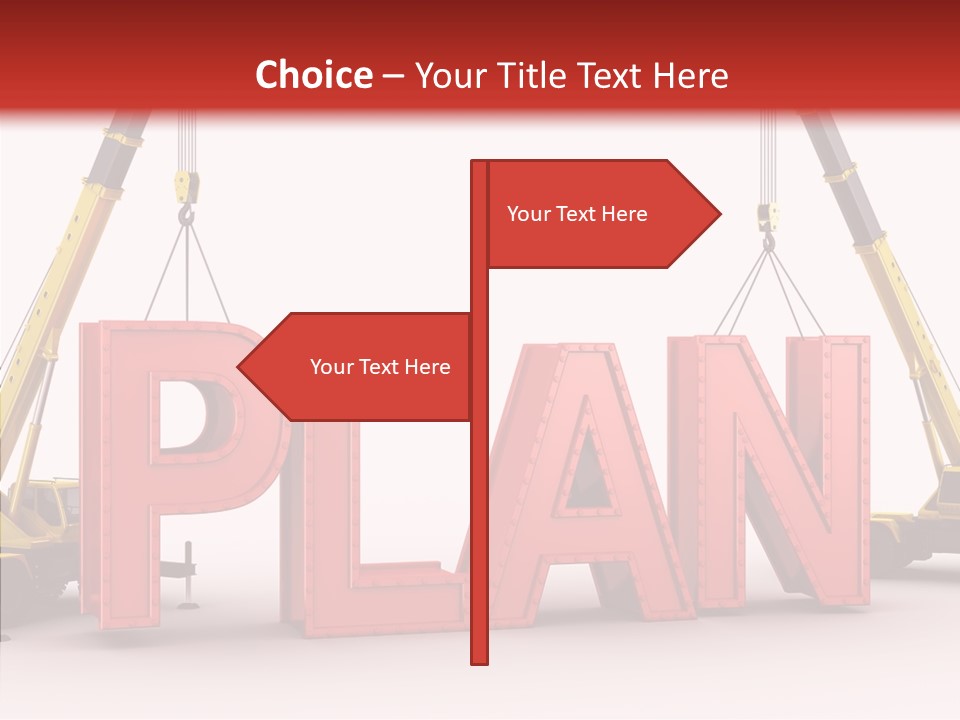 A Crane Is Lifting The Word Plan Out Of The Ground PowerPoint Template