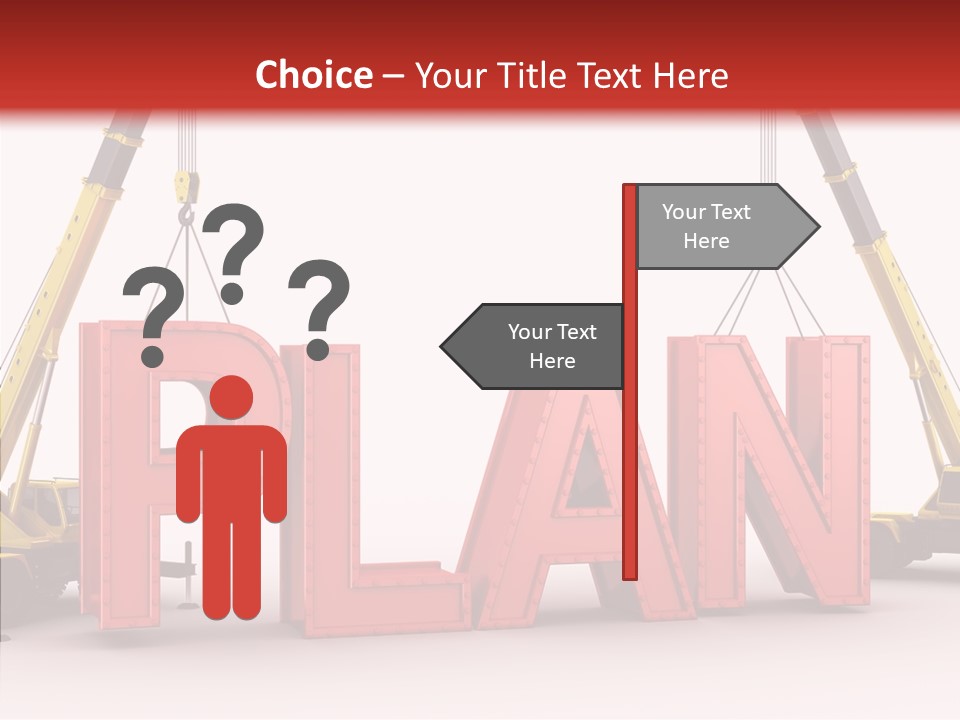 A Crane Is Lifting The Word Plan Out Of The Ground PowerPoint Template