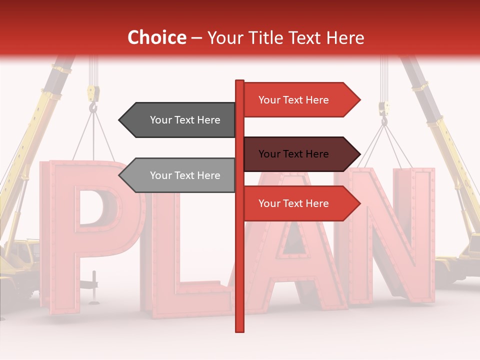 A Crane Is Lifting The Word Plan Out Of The Ground PowerPoint Template