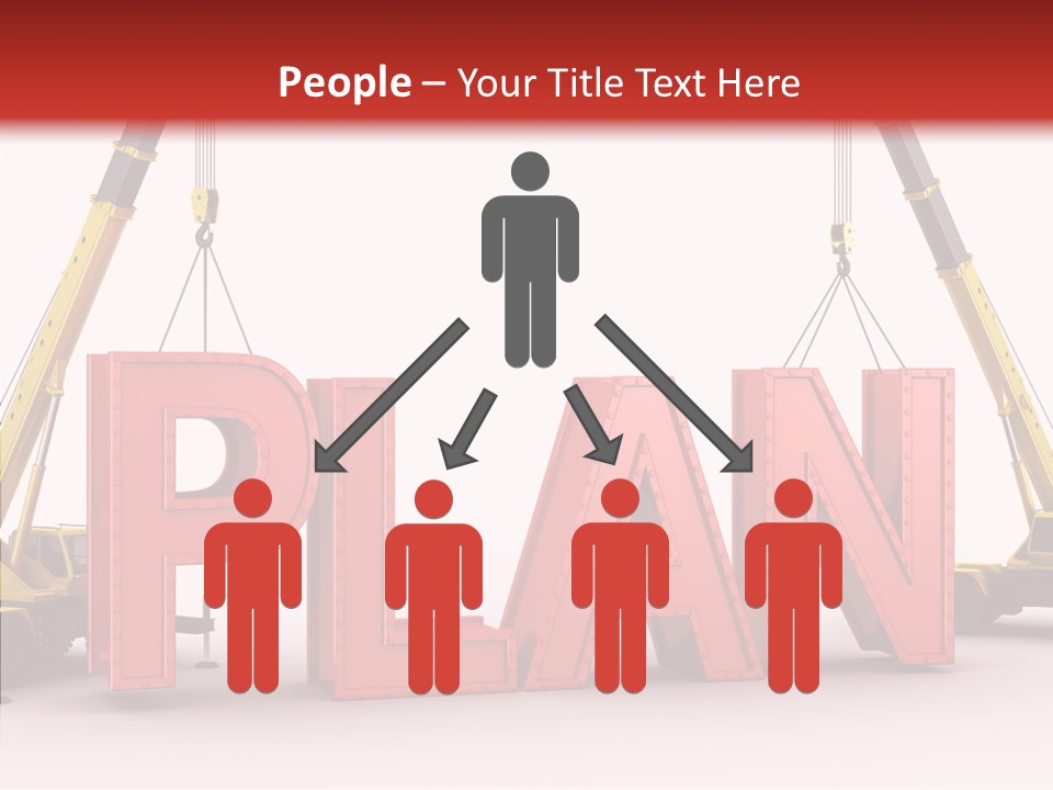 A Crane Is Lifting The Word Plan Out Of The Ground PowerPoint Template
