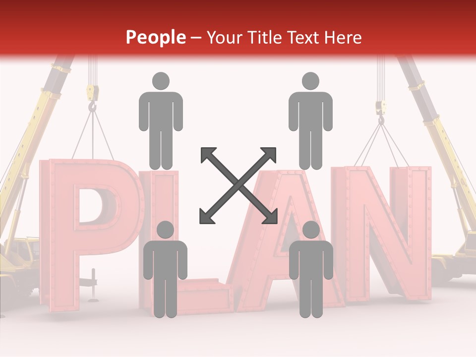 A Crane Is Lifting The Word Plan Out Of The Ground PowerPoint Template