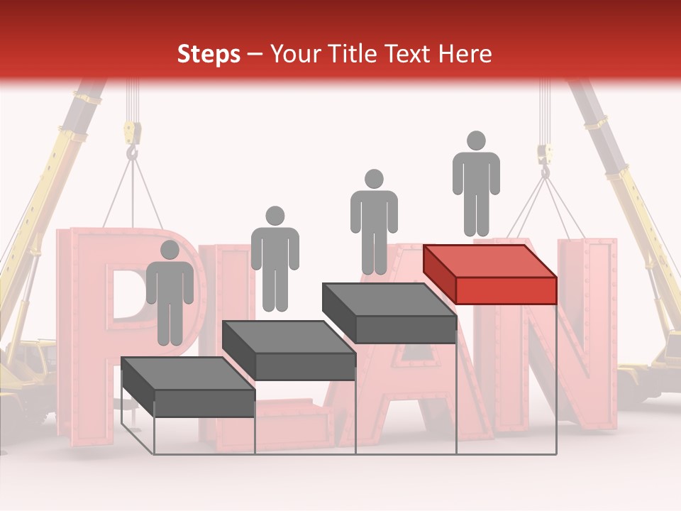 A Crane Is Lifting The Word Plan Out Of The Ground PowerPoint Template