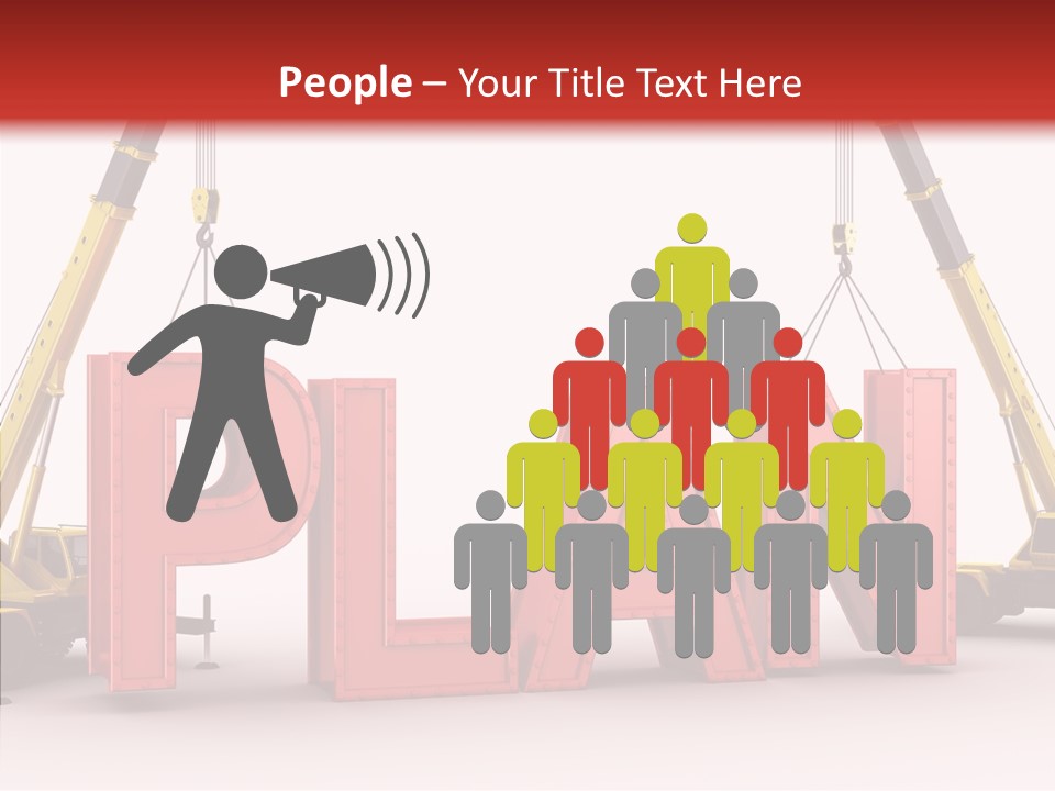A Crane Is Lifting The Word Plan Out Of The Ground PowerPoint Template