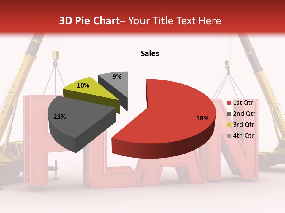 A Crane Is Lifting The Word Plan Out Of The Ground PowerPoint Template