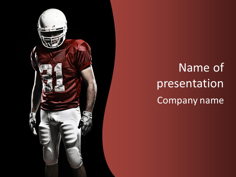 A Football Player In A Red Uniform With A Black Background PowerPoint Template