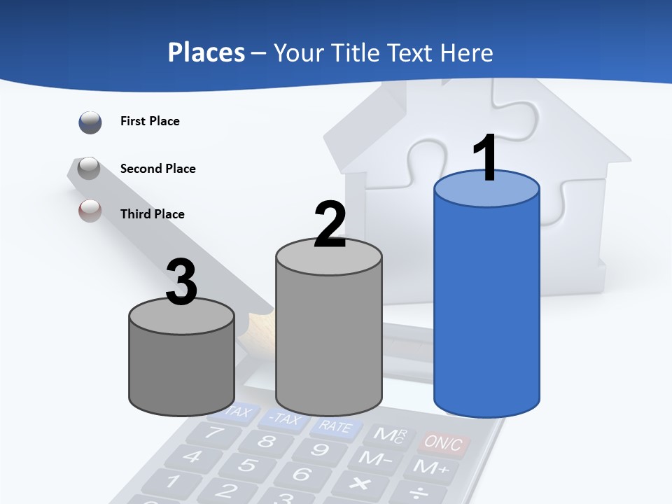 Silver White Background Jigsaw PowerPoint Template