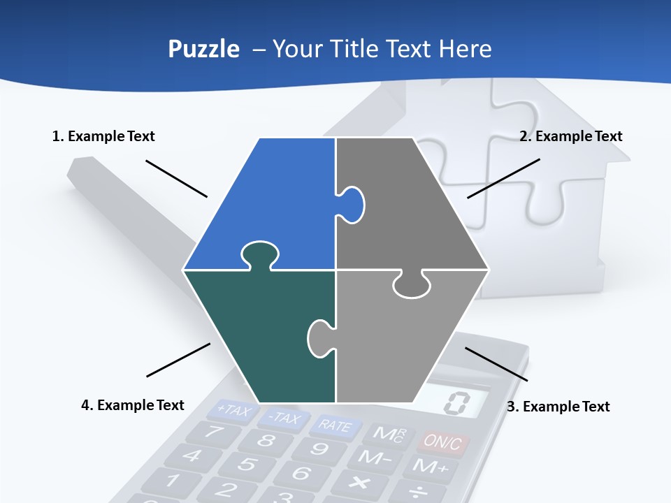 Silver White Background Jigsaw PowerPoint Template