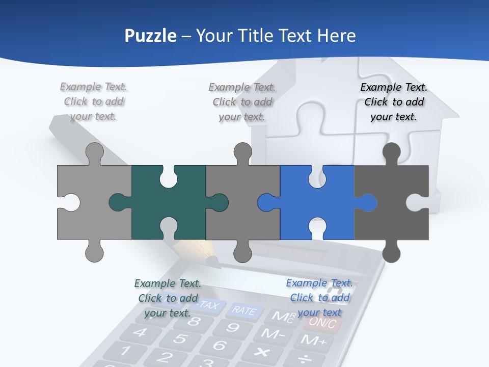 Silver White Background Jigsaw PowerPoint Template