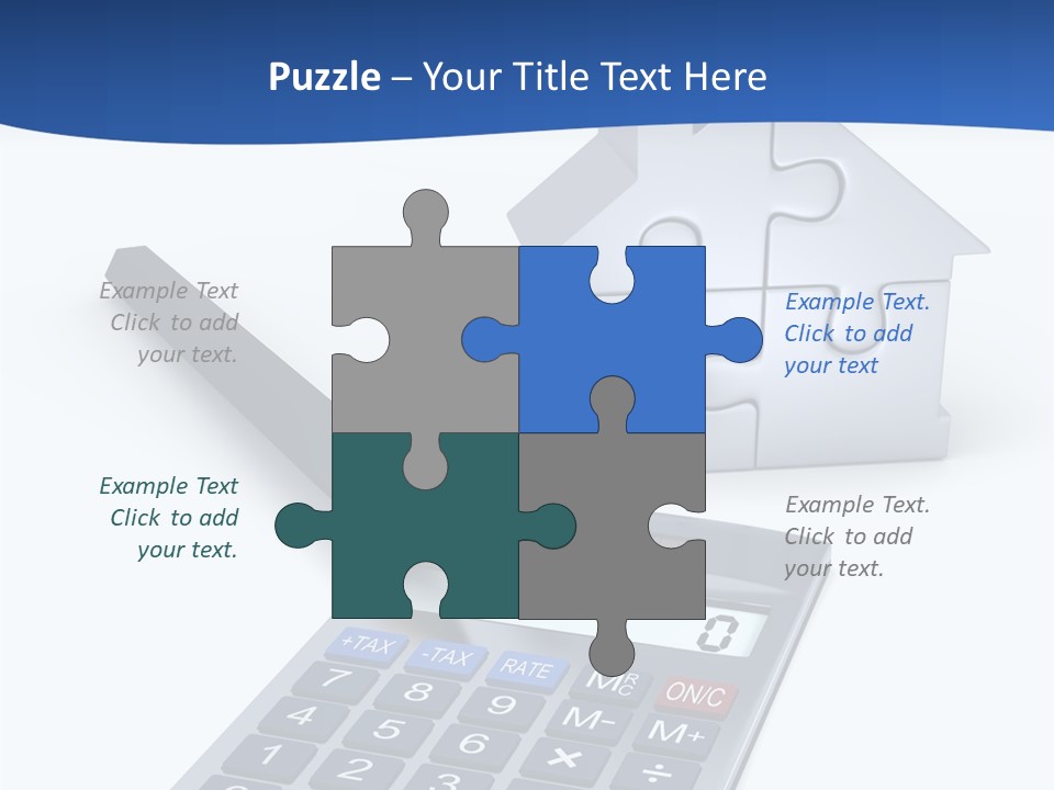 Silver White Background Jigsaw PowerPoint Template