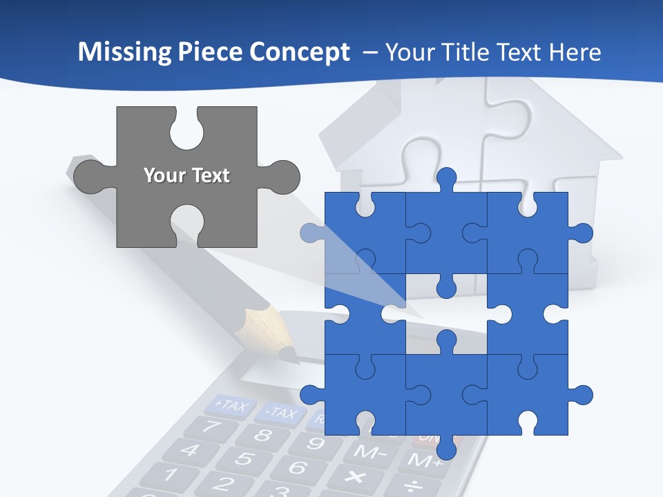 Silver White Background Jigsaw PowerPoint Template