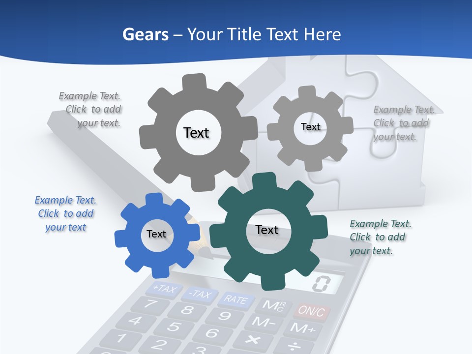 Silver White Background Jigsaw PowerPoint Template