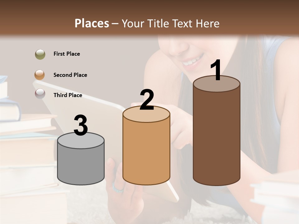 Pile Book Woman PowerPoint Template