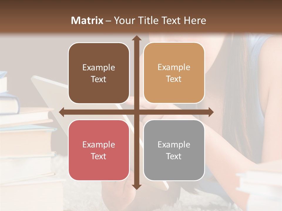 Pile Book Woman PowerPoint Template