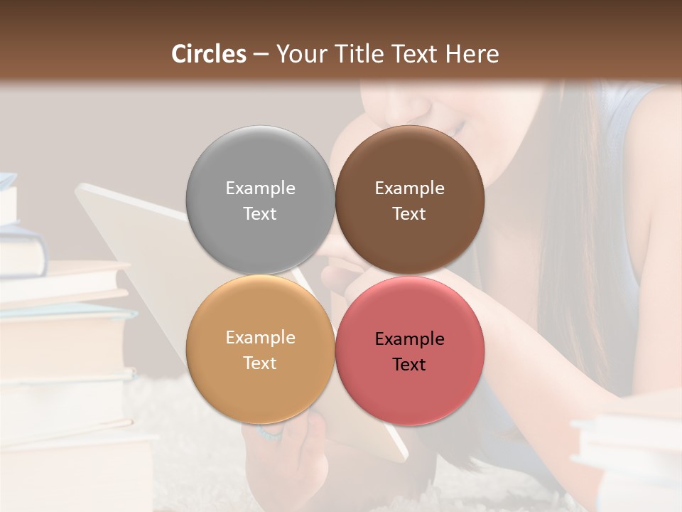 Pile Book Woman PowerPoint Template