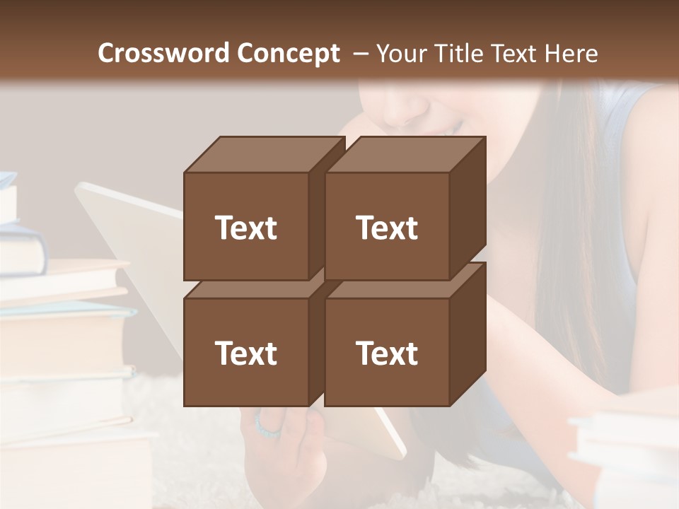 Pile Book Woman PowerPoint Template