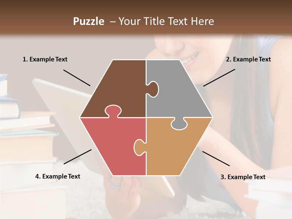 Pile Book Woman PowerPoint Template