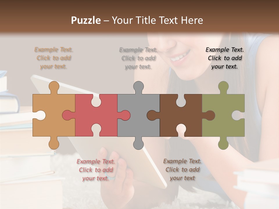 Pile Book Woman PowerPoint Template