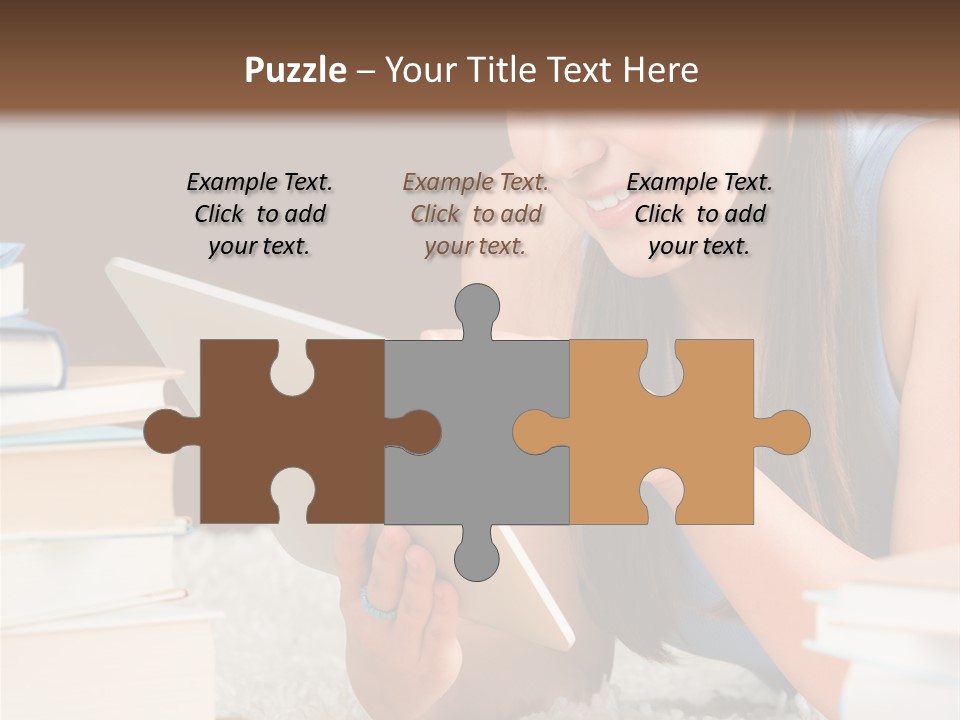 Pile Book Woman PowerPoint Template