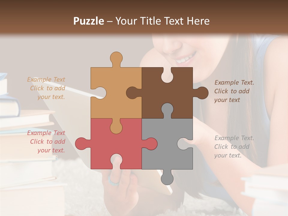 Pile Book Woman PowerPoint Template