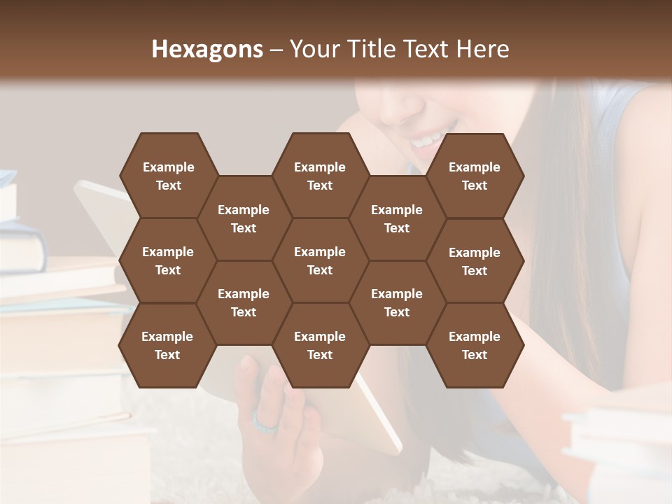 Pile Book Woman PowerPoint Template