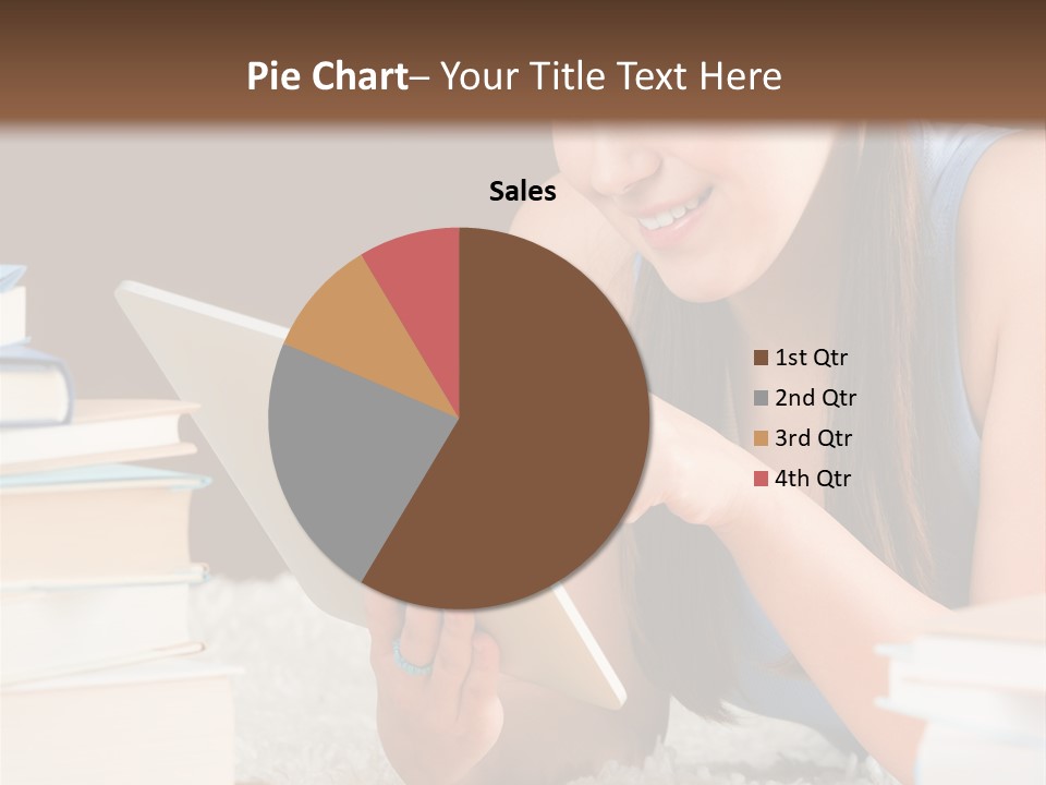 Pile Book Woman PowerPoint Template
