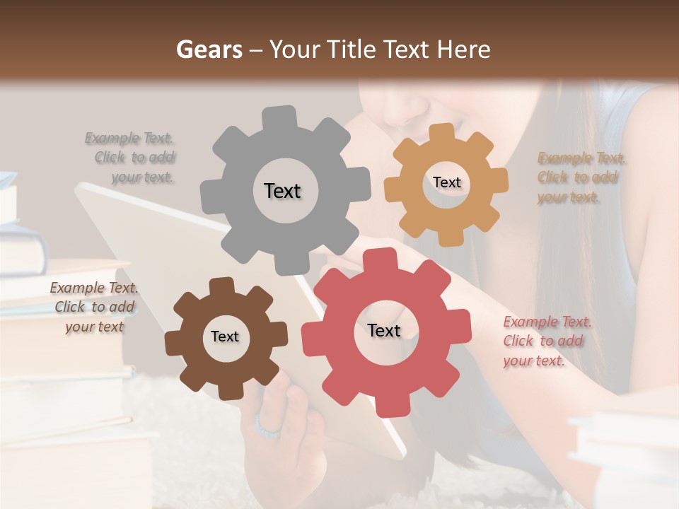 Pile Book Woman PowerPoint Template