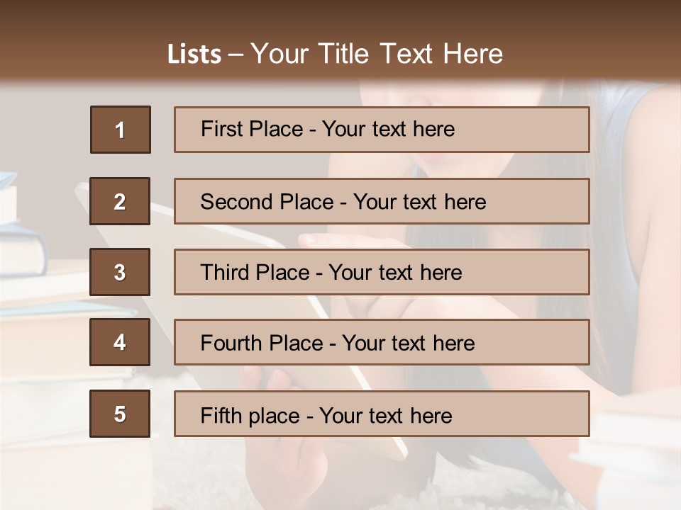 Pile Book Woman PowerPoint Template