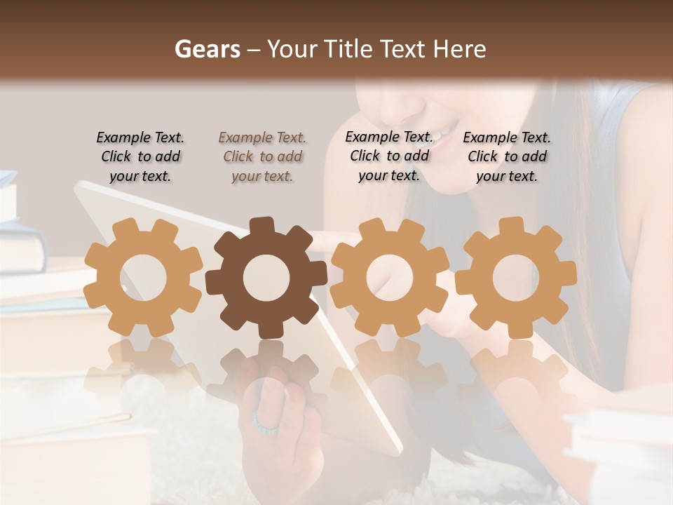 Pile Book Woman PowerPoint Template