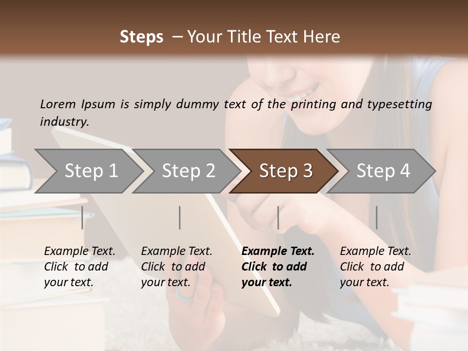 Pile Book Woman PowerPoint Template