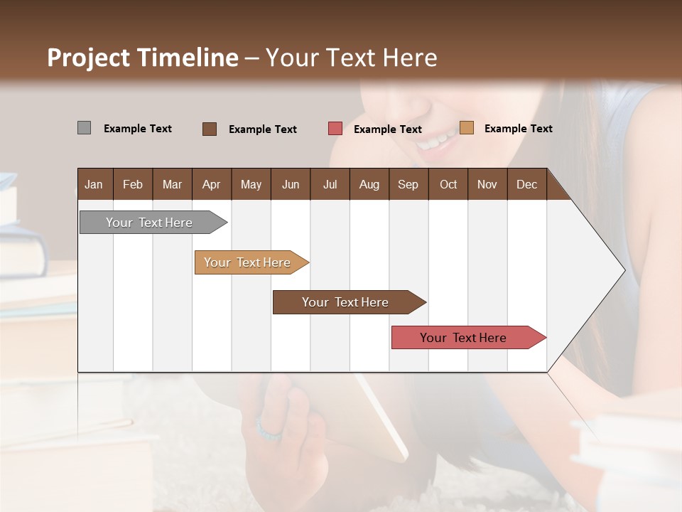 Pile Book Woman PowerPoint Template