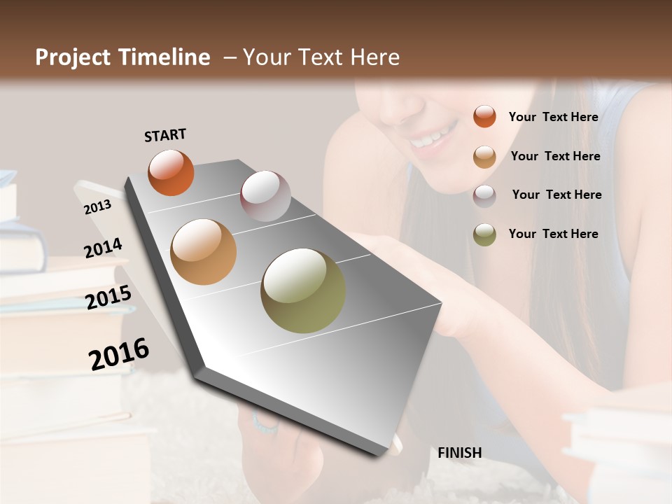 Pile Book Woman PowerPoint Template