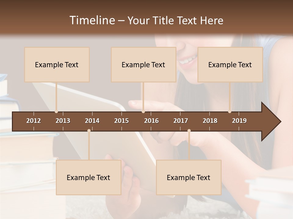 Pile Book Woman PowerPoint Template