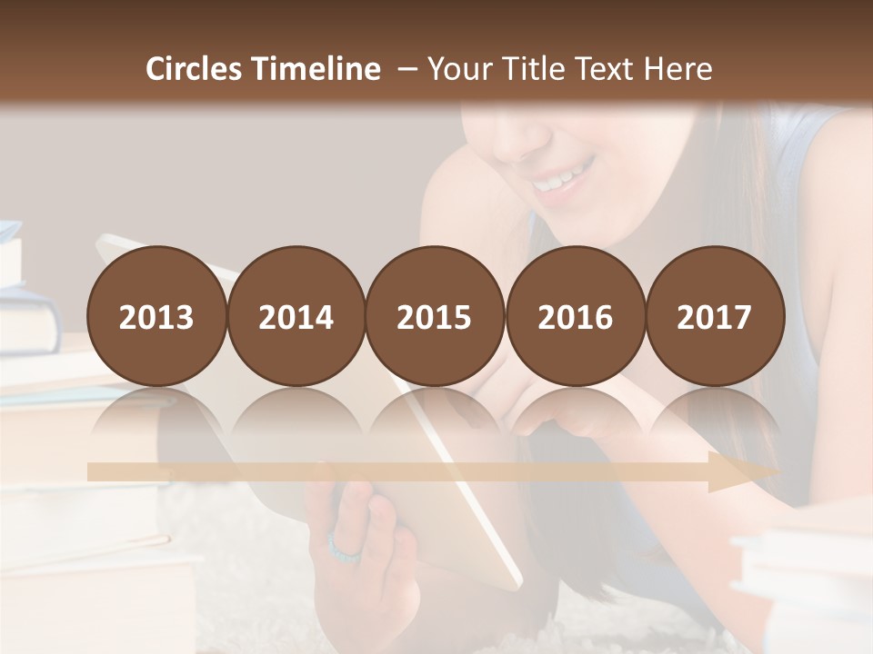 Pile Book Woman PowerPoint Template