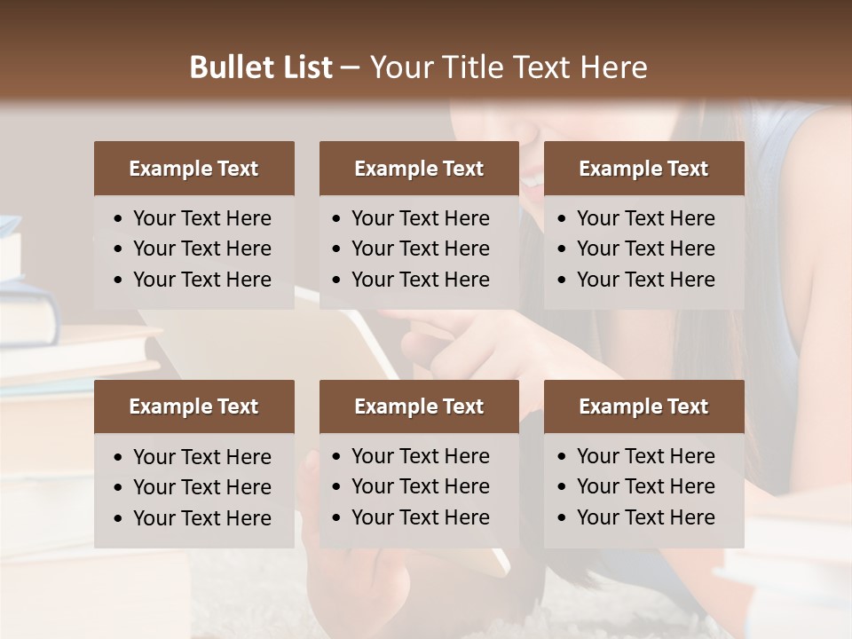 Pile Book Woman PowerPoint Template