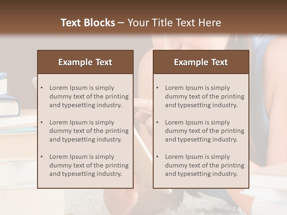 Pile Book Woman PowerPoint Template