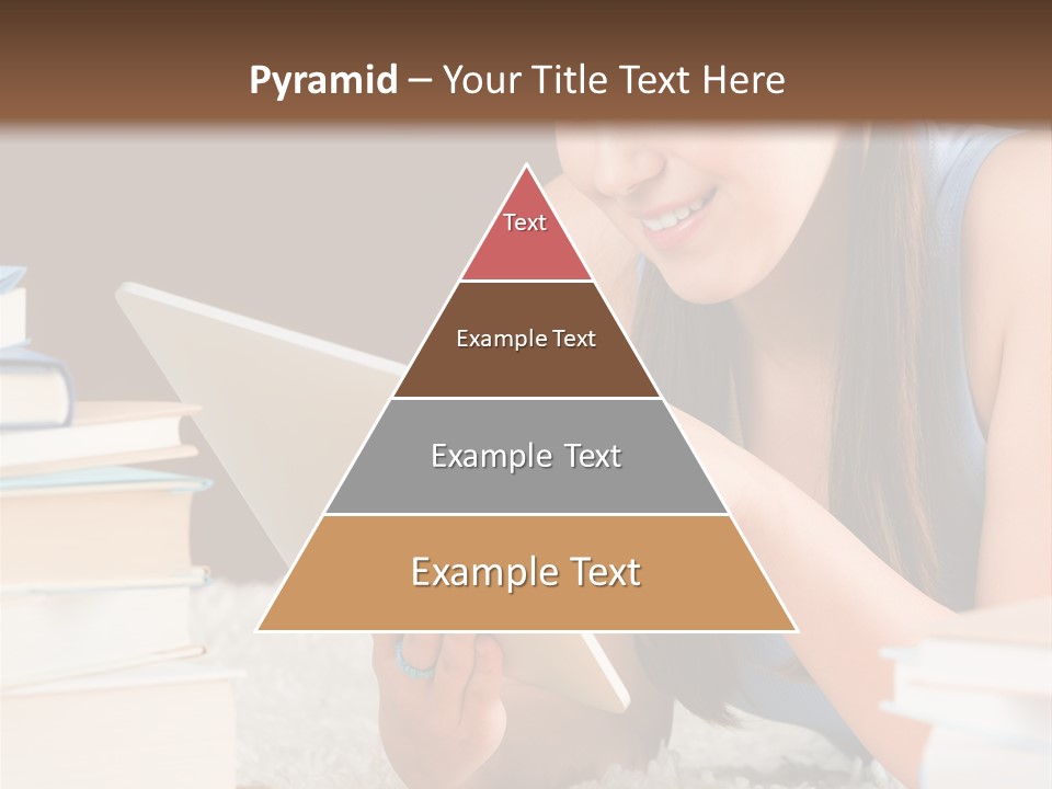 Pile Book Woman PowerPoint Template