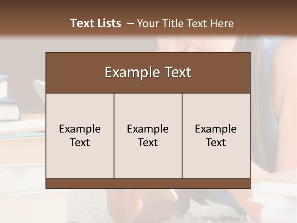 Pile Book Woman PowerPoint Template