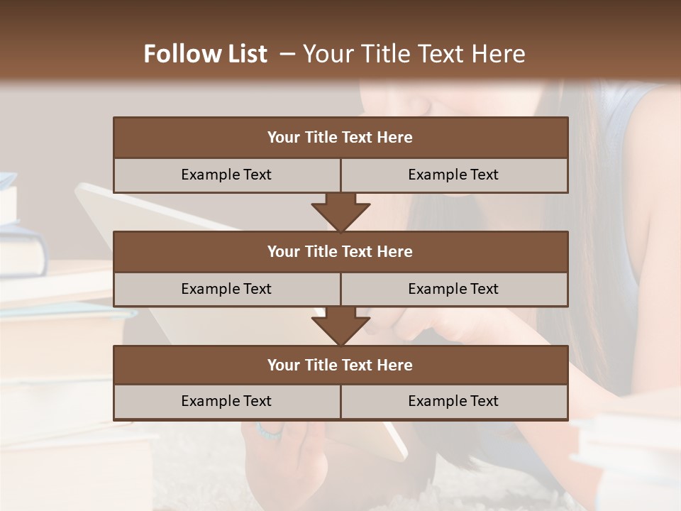 Pile Book Woman PowerPoint Template