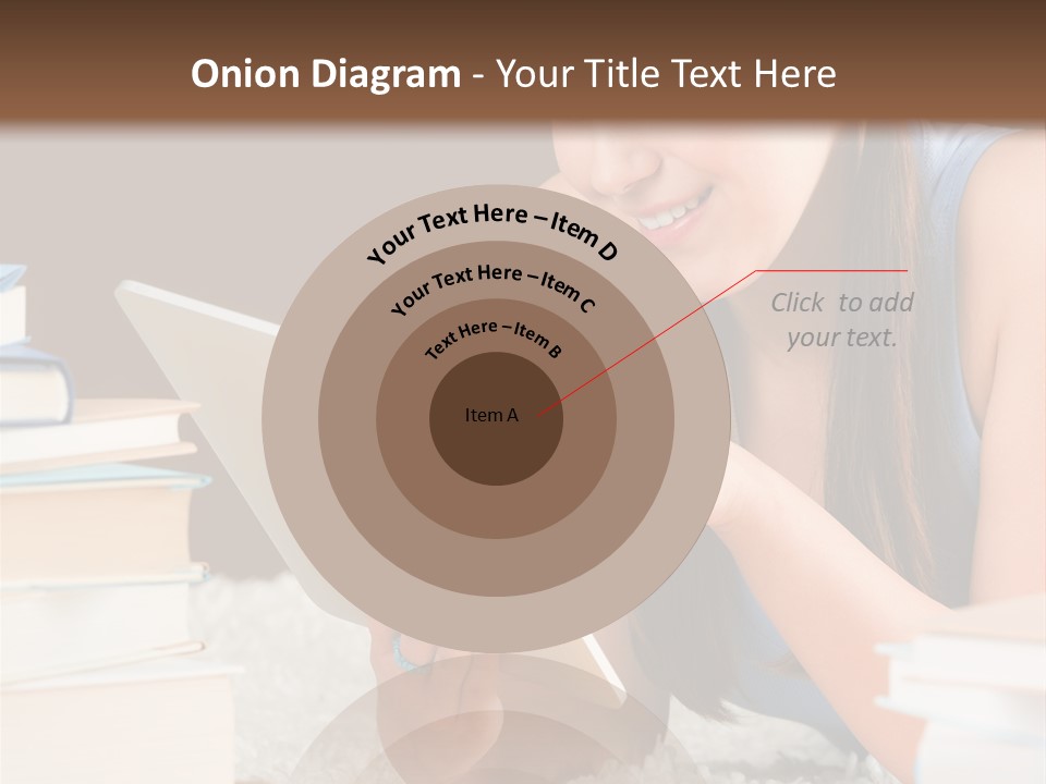 Pile Book Woman PowerPoint Template