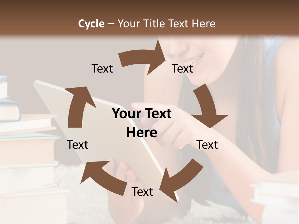 Pile Book Woman PowerPoint Template