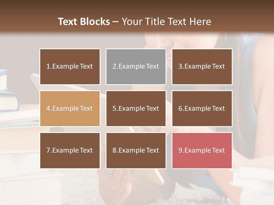 Pile Book Woman PowerPoint Template