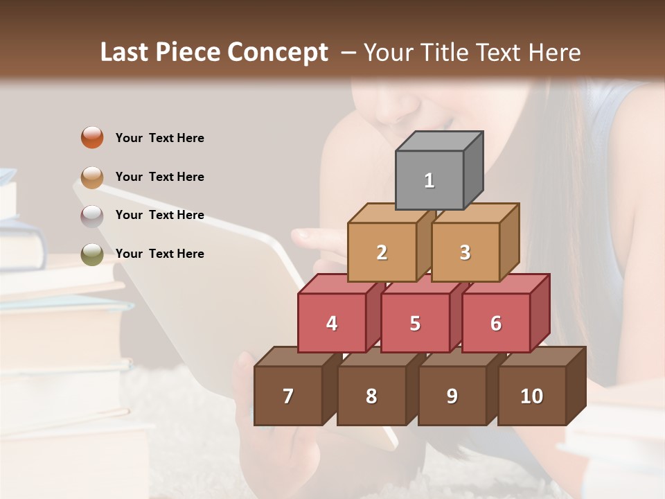 Pile Book Woman PowerPoint Template