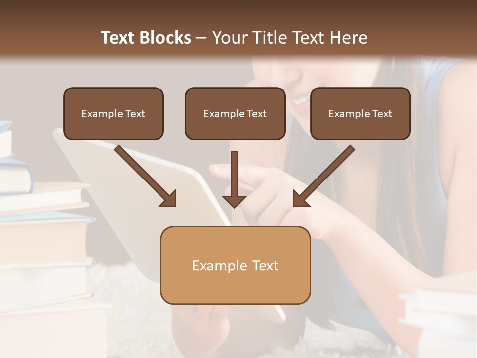 Pile Book Woman PowerPoint Template