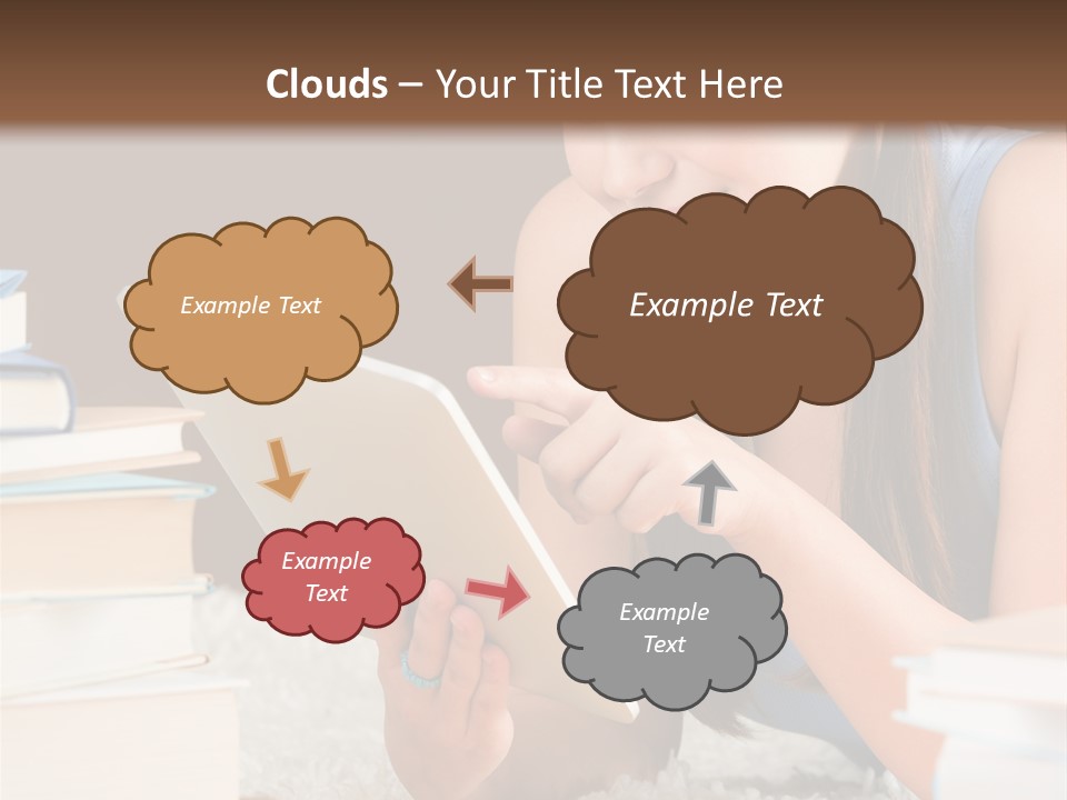 Pile Book Woman PowerPoint Template