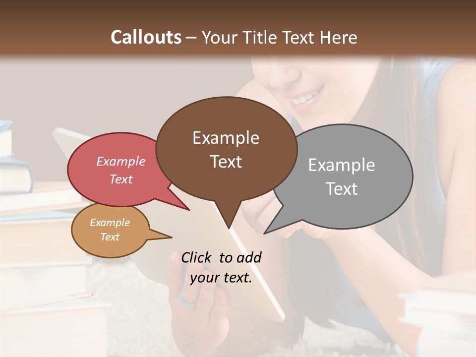 Pile Book Woman PowerPoint Template