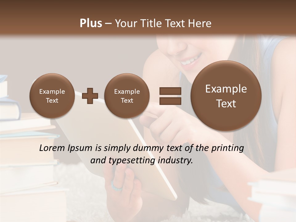 Pile Book Woman PowerPoint Template