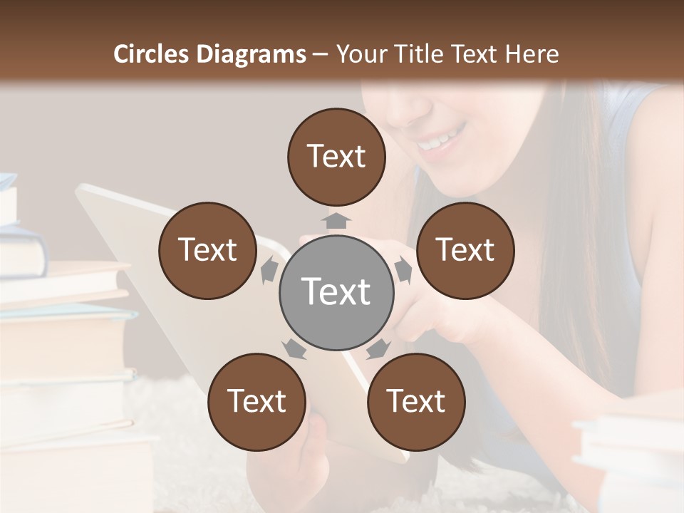 Pile Book Woman PowerPoint Template